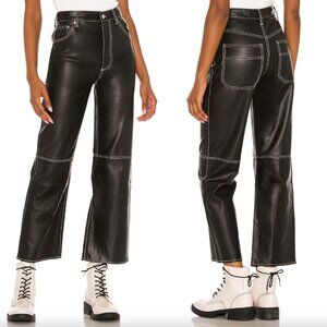 We The Free People Black White Contrast Stitch Vegan Leather The It Factor Pants